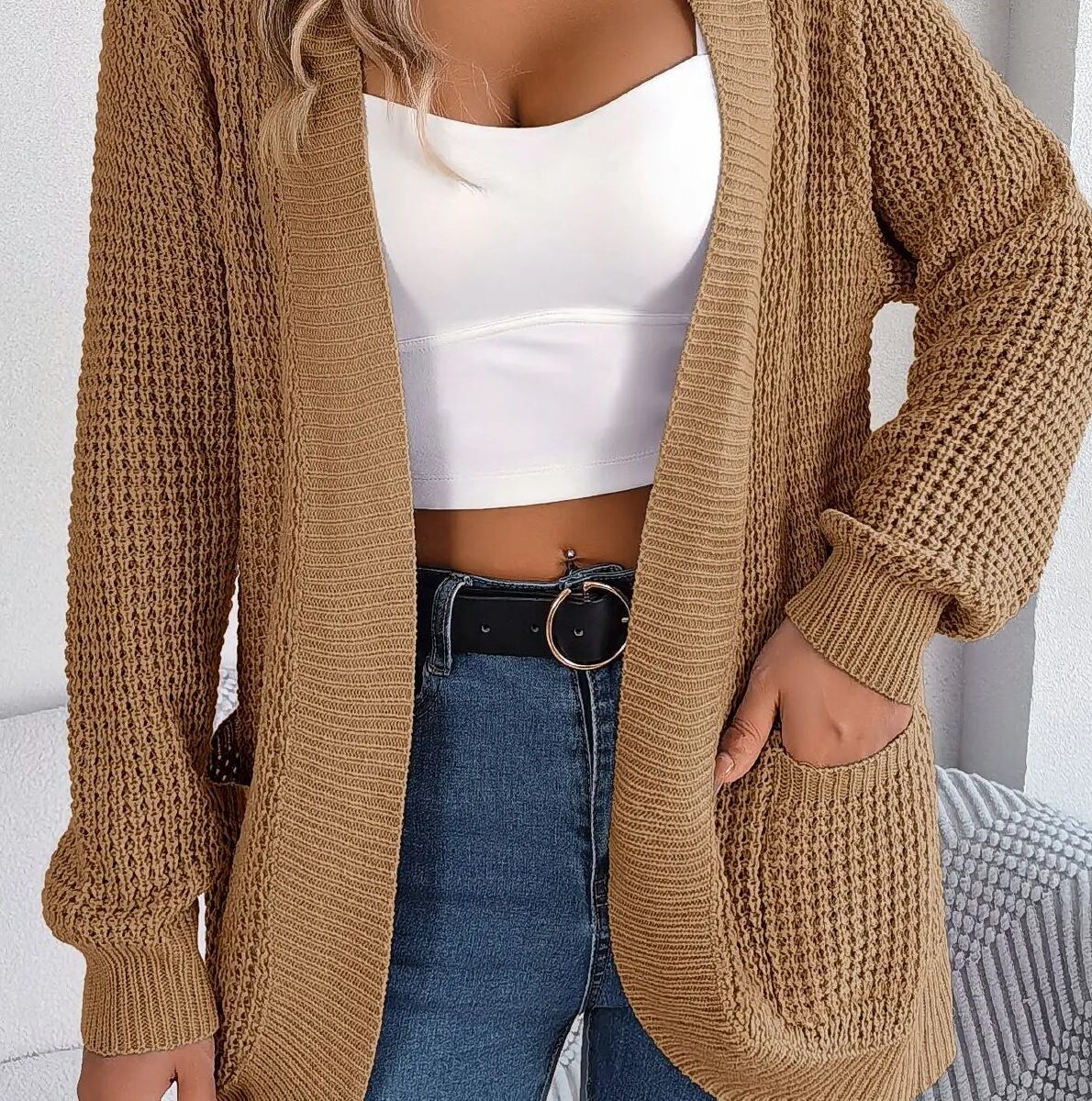 Loose Knit Pocket Cardigan