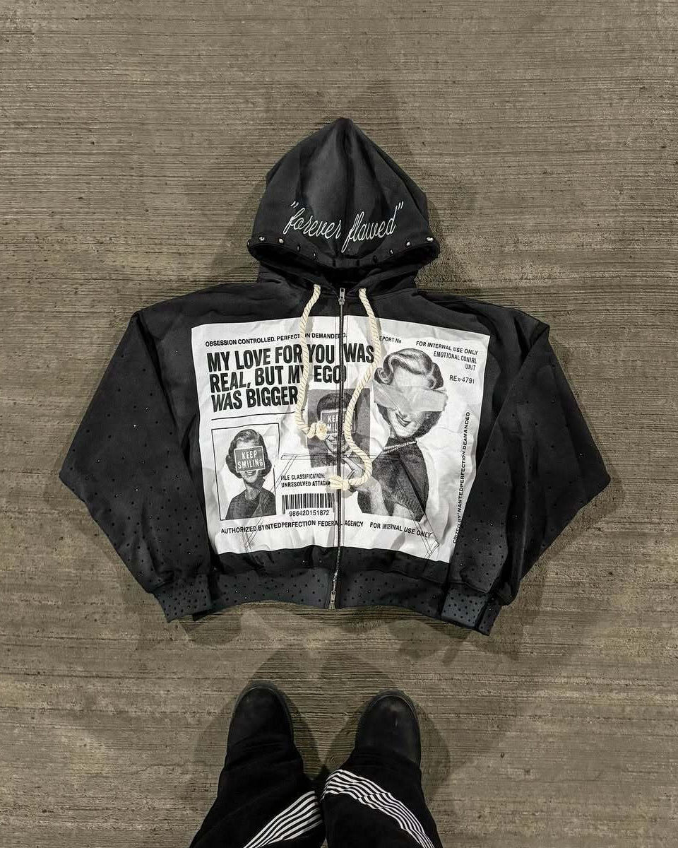 Color Block Rhinestone Street Hoodie